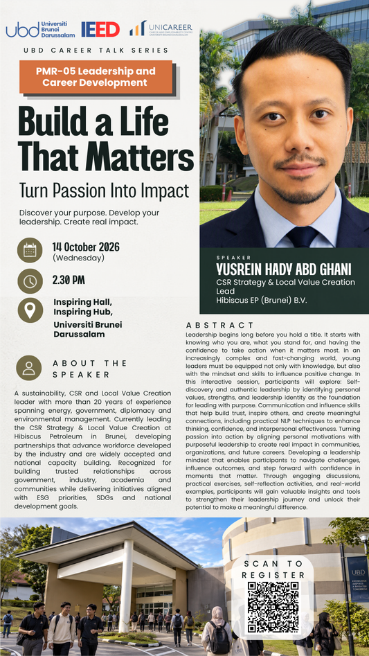 PMR-05 Leadership and Career Development: UniCareer and Hibiscus Academy Career Talk Series | Build a Life That Matters